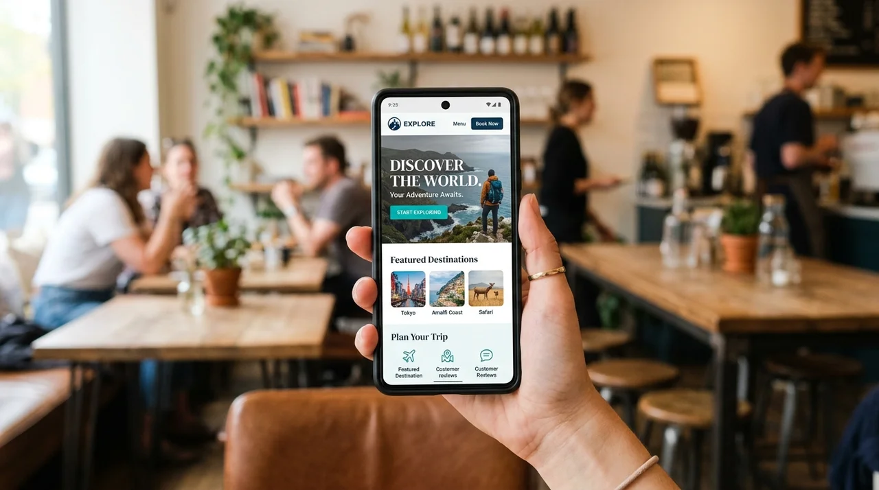 One-Pager responsive mobile Ansicht auf Smartphone