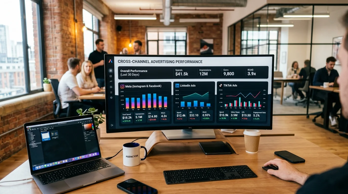 Plattform-Vergleich Social Media Ads: Performance Dashboard für Meta, LinkedIn und TikTok